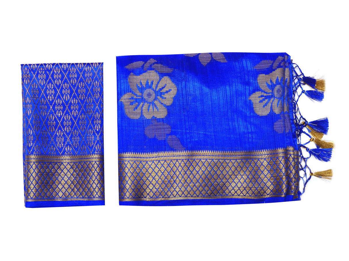 Mimosa Womens Art Silk Saree Kanjivaram Royal Blue Color