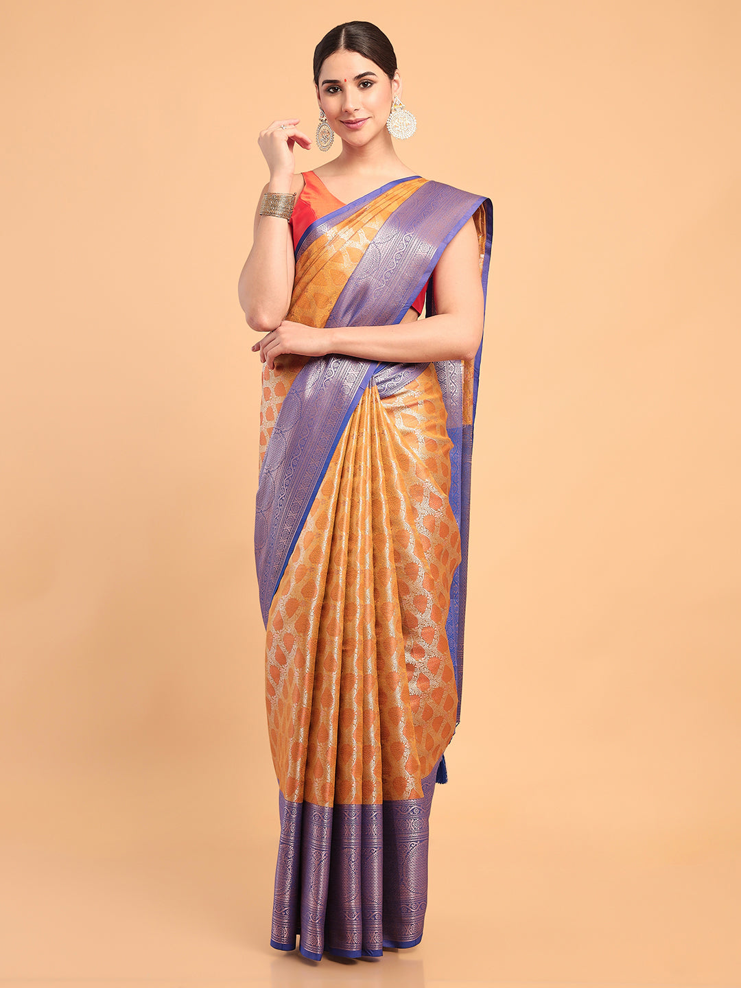 Mimosa Women's Woven Design Kanjivaram Art Silk Saree With Blouse Piece : SA00001118MSFREE