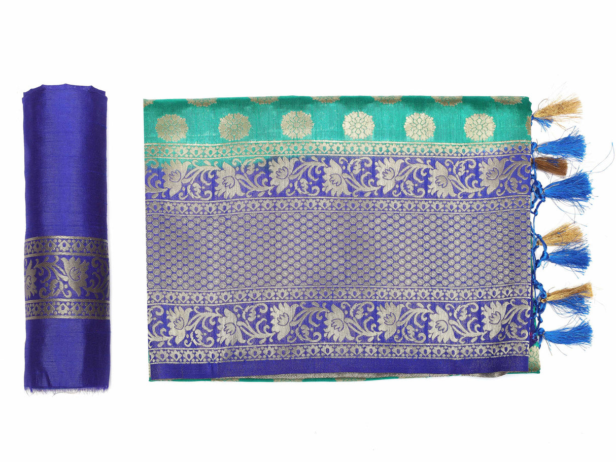 Mimosa Womens Art Silk Saree Kanjivaram Rama Color