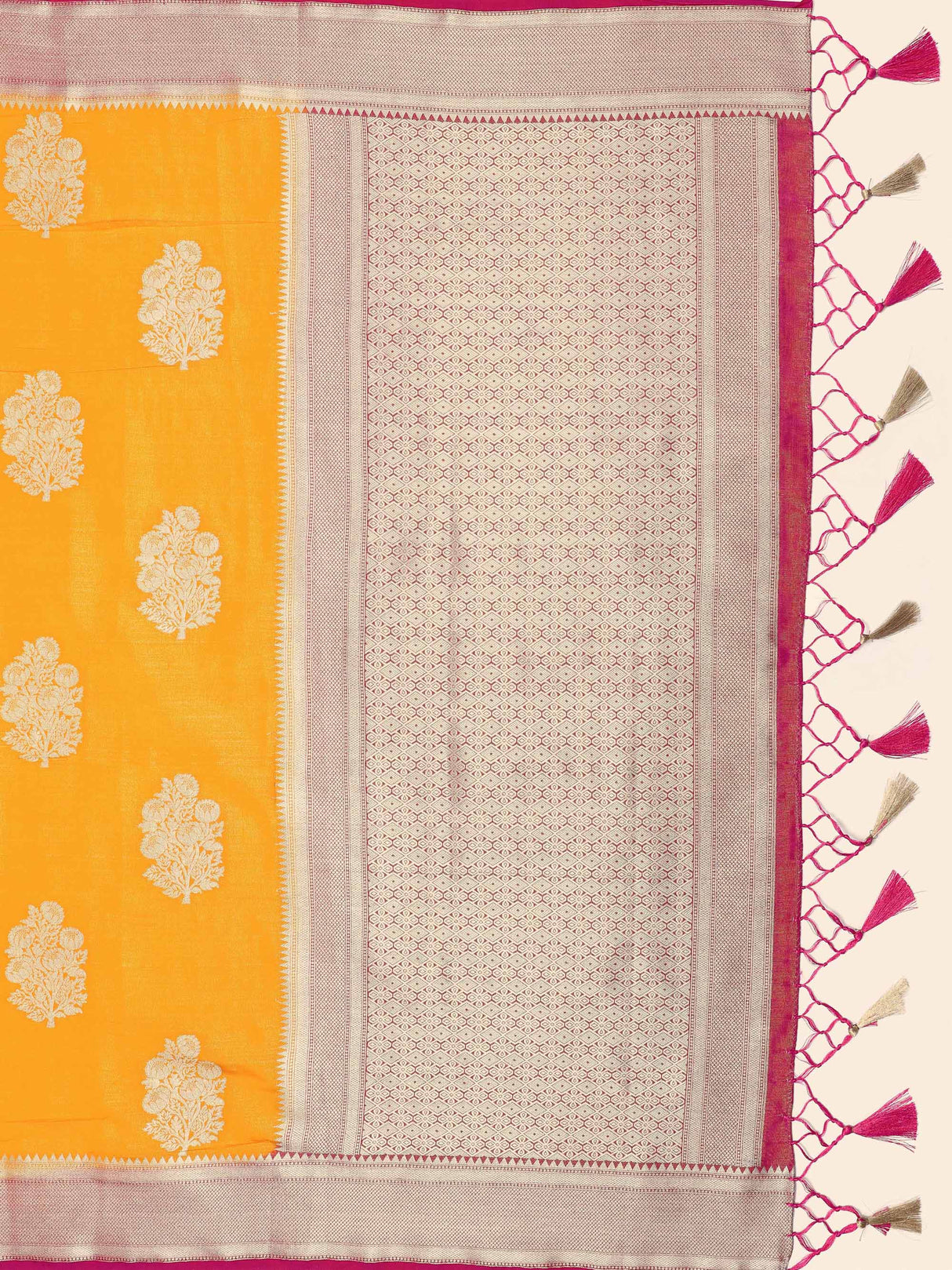 Mimosa Womens Art Silk Saree Kanjivaram Gold Color