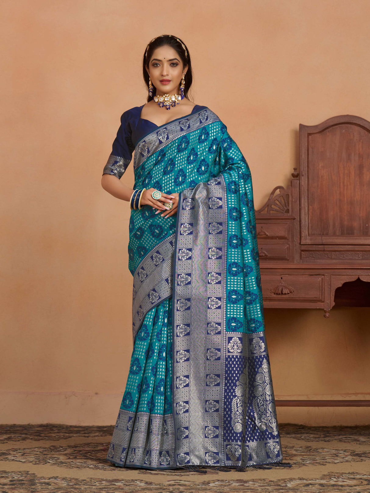Mimosa Women's Woven Design Kanjivaram Art Silk Saree With Blouse Piece : SA0000902SF