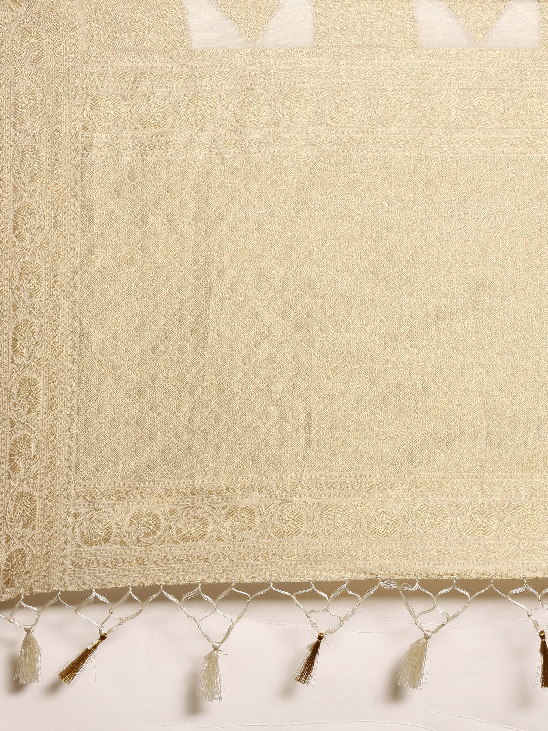 Mimosa Womens Art Silk Saree Kanjivaram Cream Color