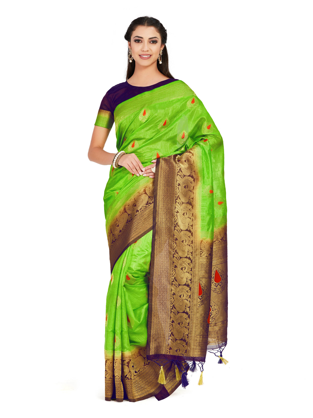 Mimosa Womens Art Silk Saree Kanjivaram Liril Color