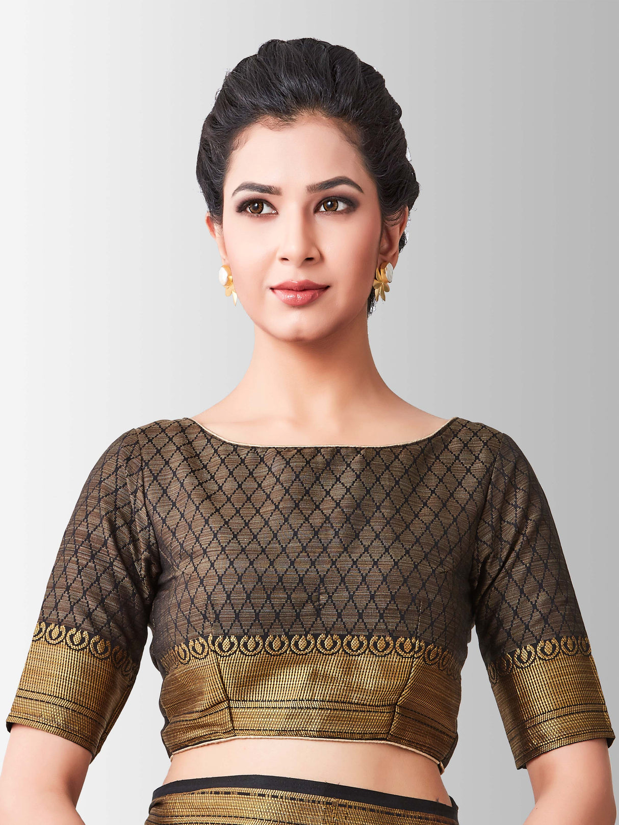 Mimosa Womens Art Silk Saree Kanjivaram Black Color