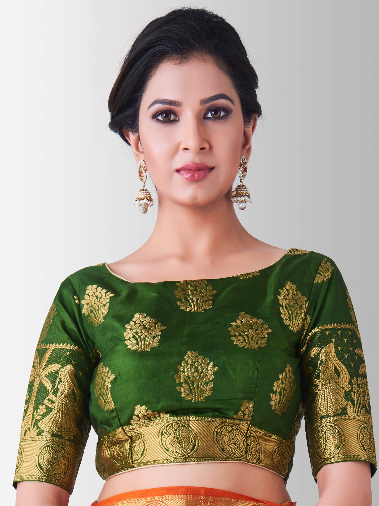 Mimosa Womens Art Silk Saree Kanjivaram Peach Color