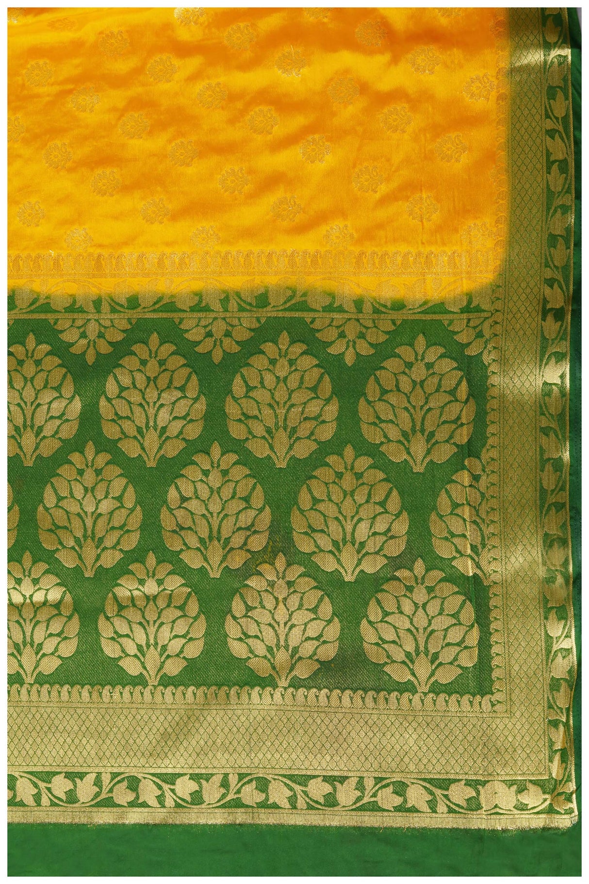 Mimosa Womens Crepe Saree Mysore Silk Gold Color