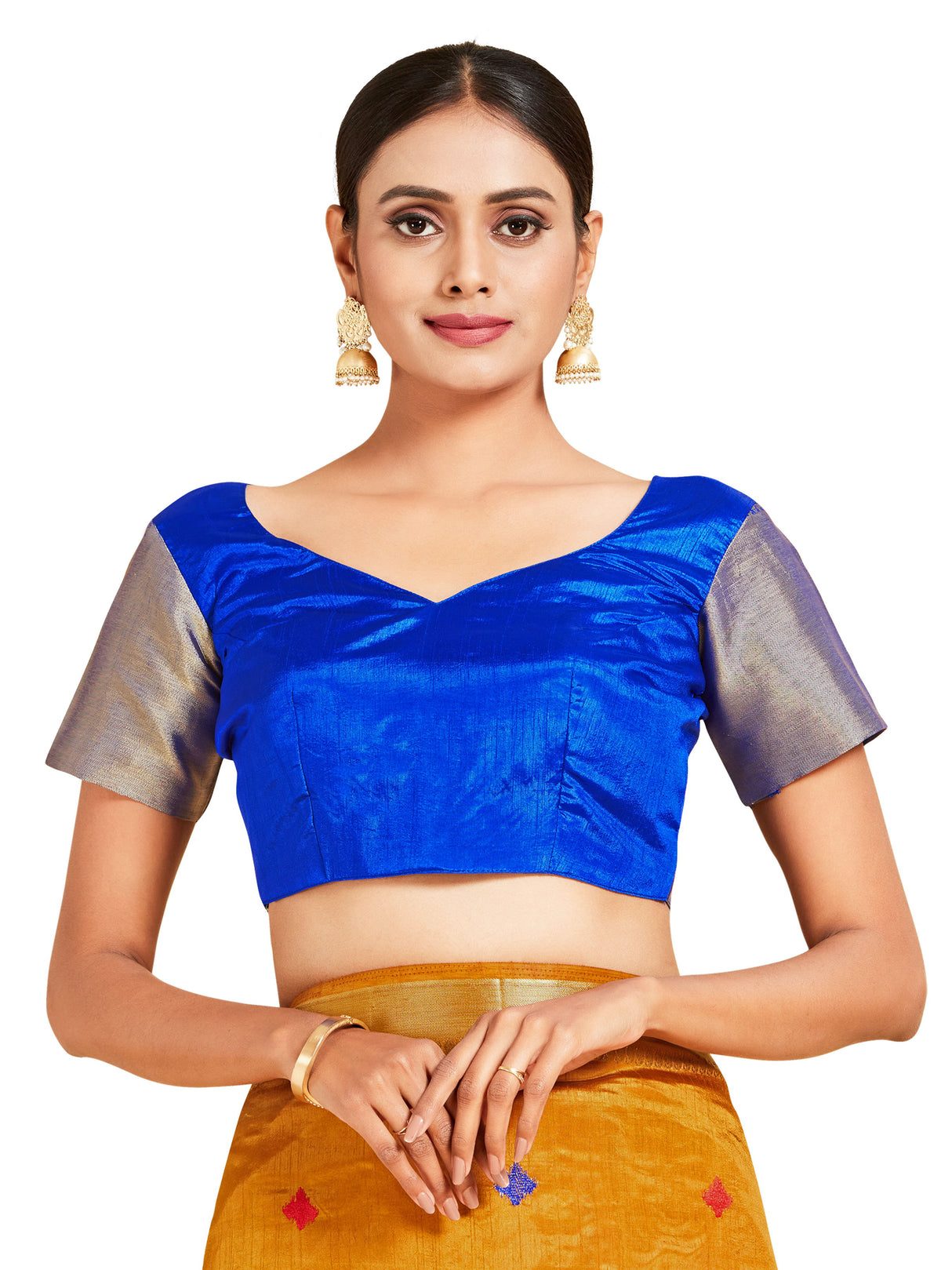 Mimosa Womens Art Silk Saree Kanjivaram style Mustard Color