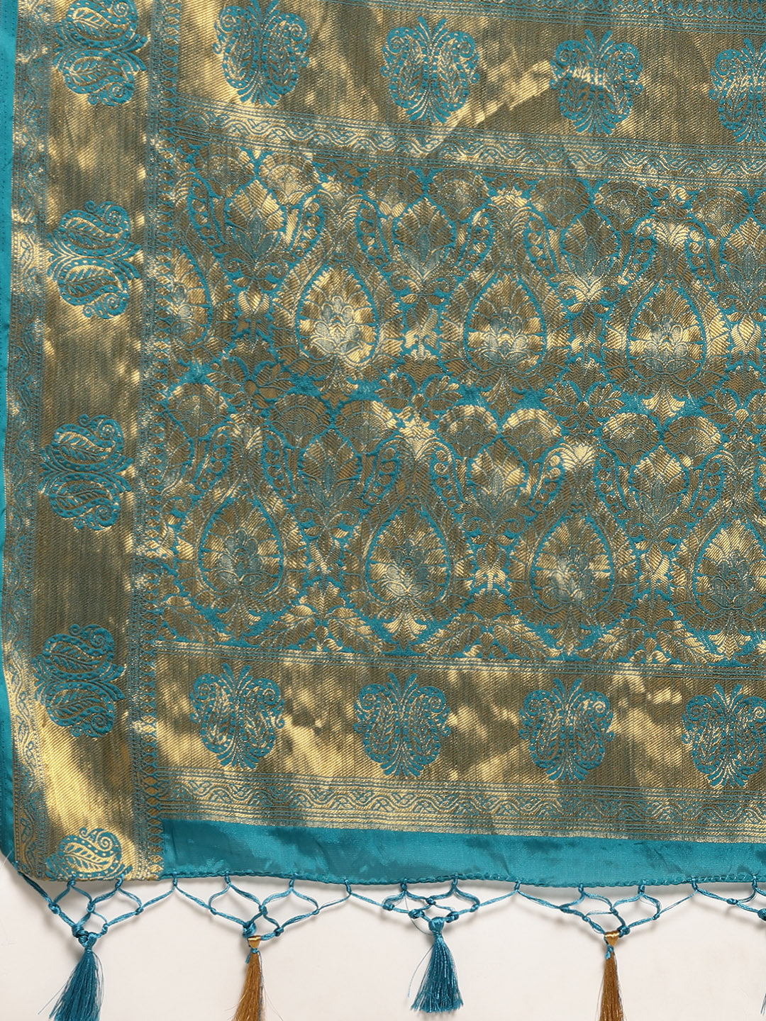 Mimosa Womens Crepe Saree Mysore Silk Saffire Color