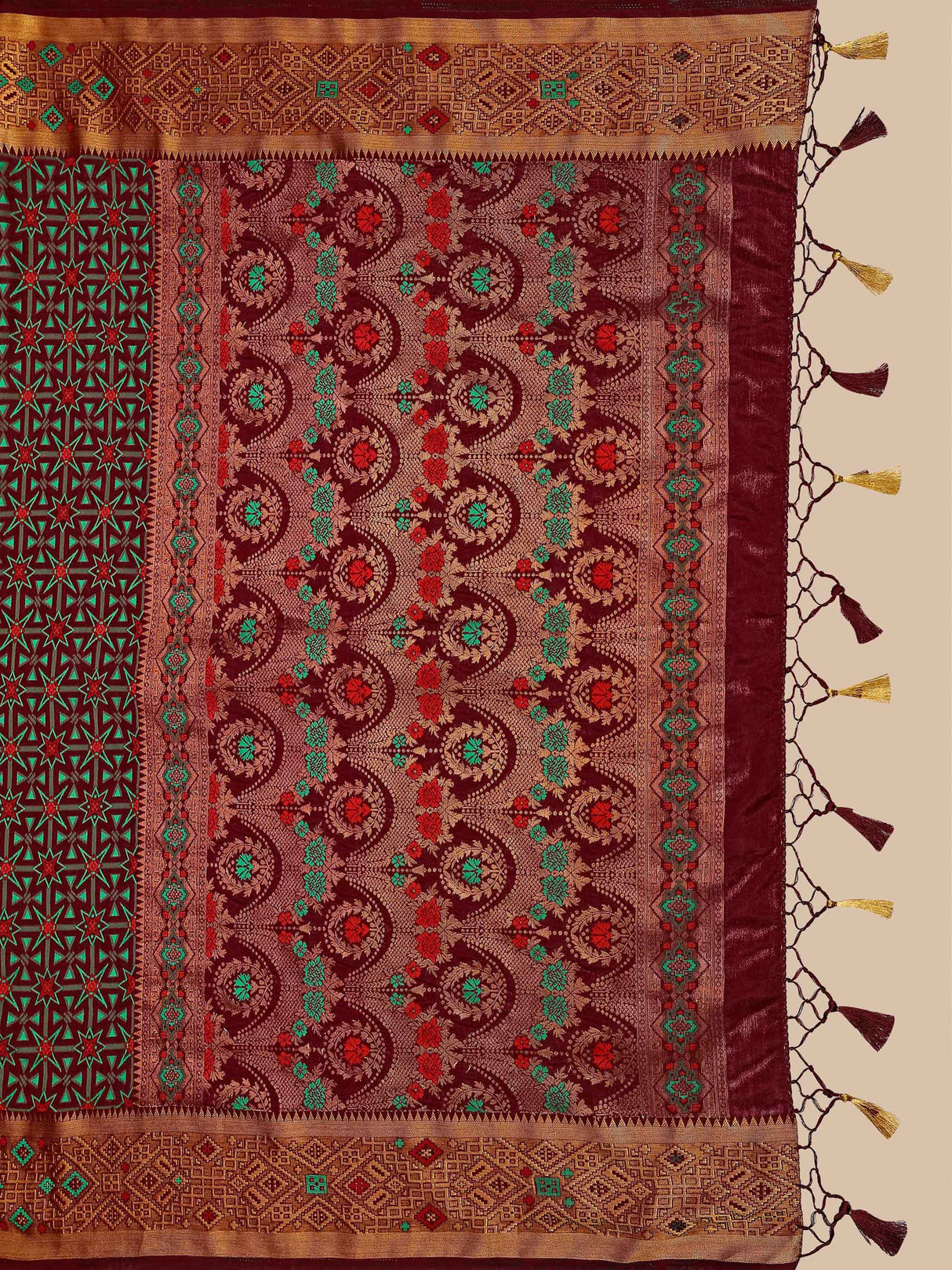 Mimosa Womens Art Silk Saree Kanjivaram Wine Color