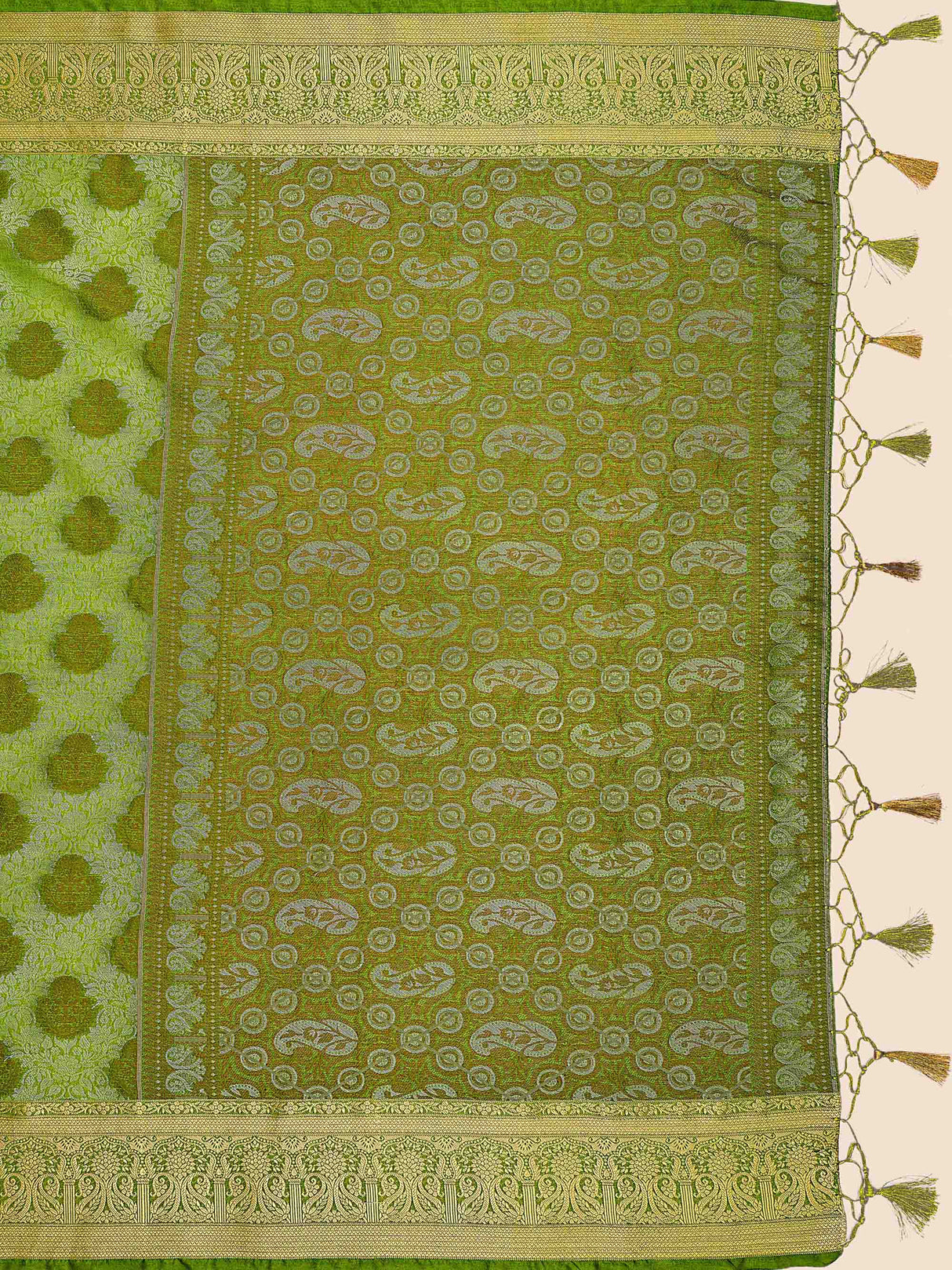 Mimosa Womens Art Silk Saree Kanjivaram Olive Color