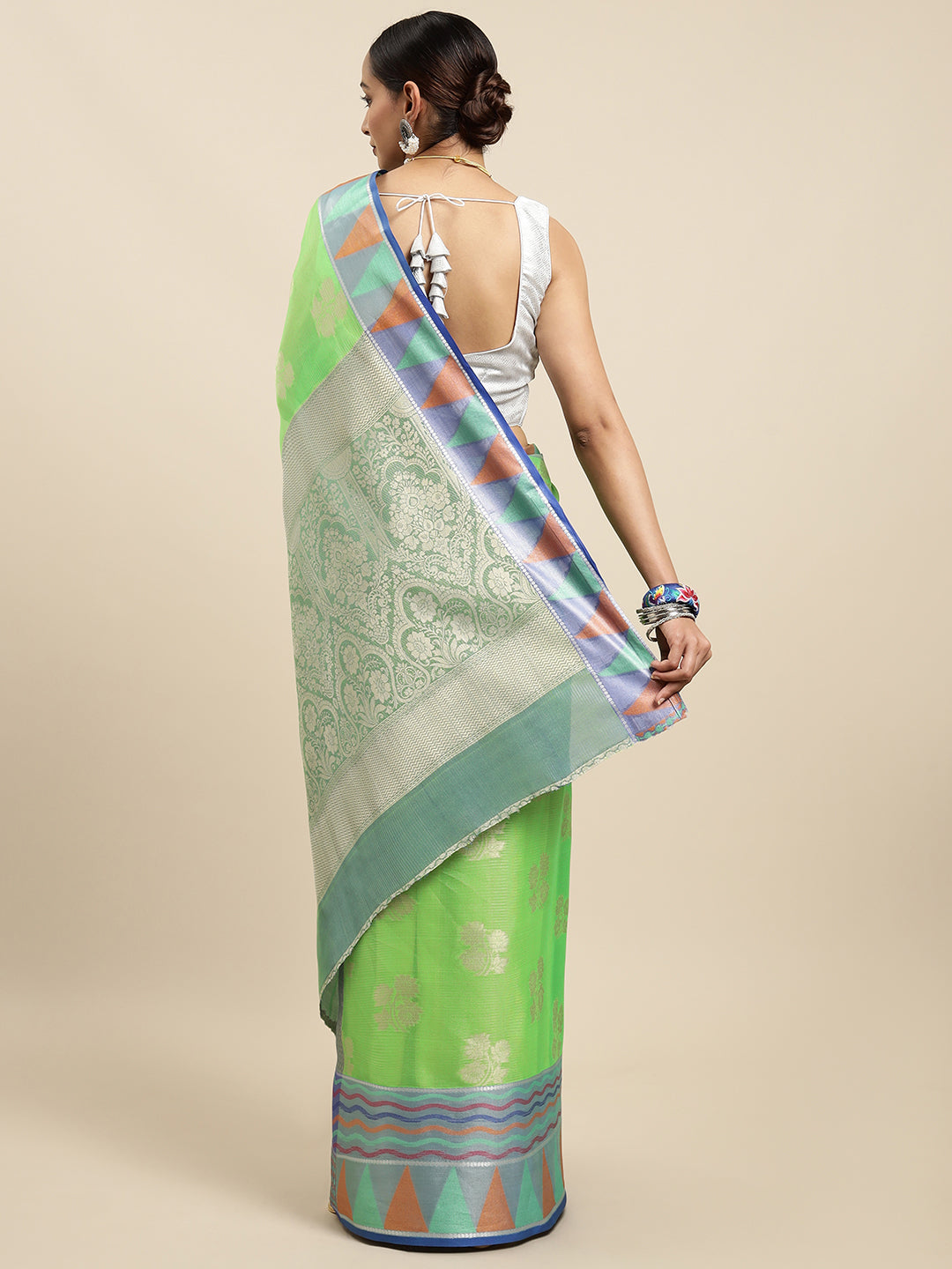 Mimosa Womens Art Silk Saree Kanjivaram Parootgreen Color