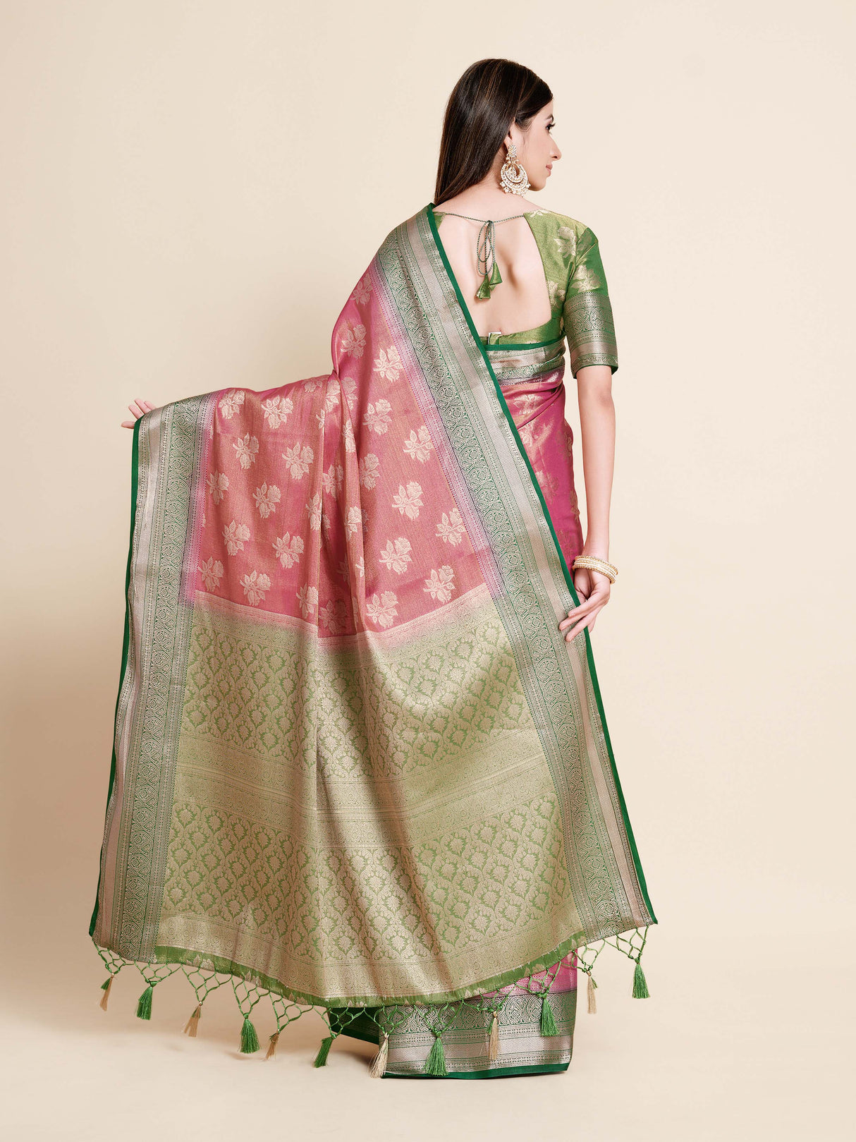 Mimosa Womens Art Silk Saree Kanjivaram Rani Color