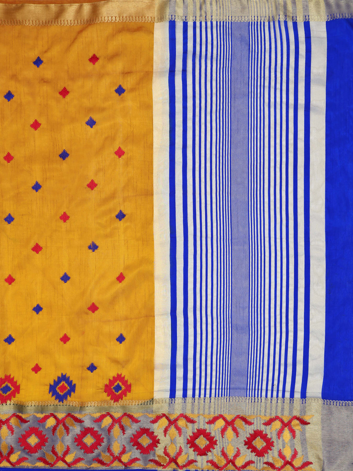 Mimosa Womens Art Silk Saree Kanjivaram style Mustard Color