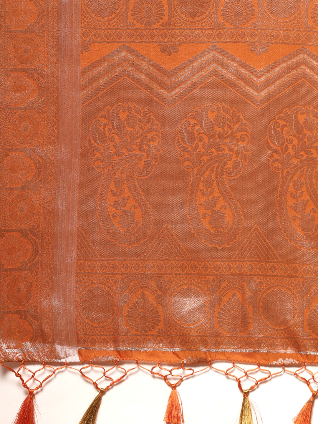 Mimosa Womens Art Silk Saree Kanjivaram Orange Color
