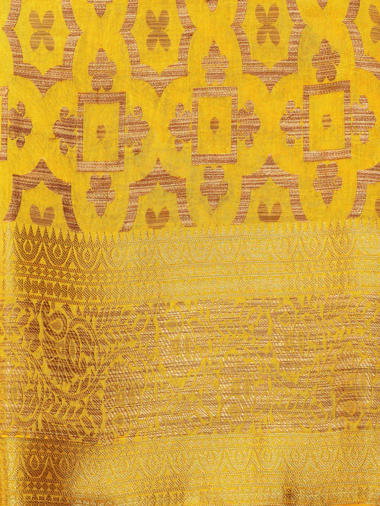 Mimosa Womens Art Silk Saree Kanjivaram Gold Color