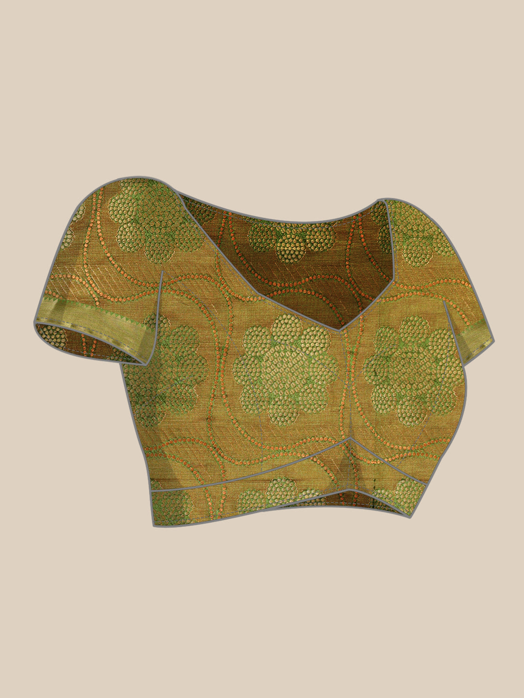 Mimosa Womens Art Silk Saree Kanjivaram Olive Color