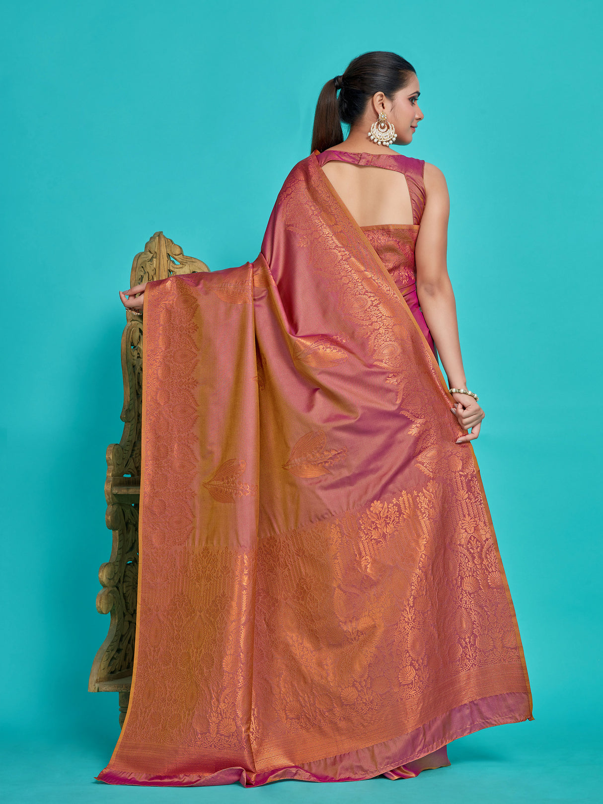 Mimosa Women's Woven Design Kanjivaram Style Art Silk Saree With Blouse Piece : SA00001382PRFREE