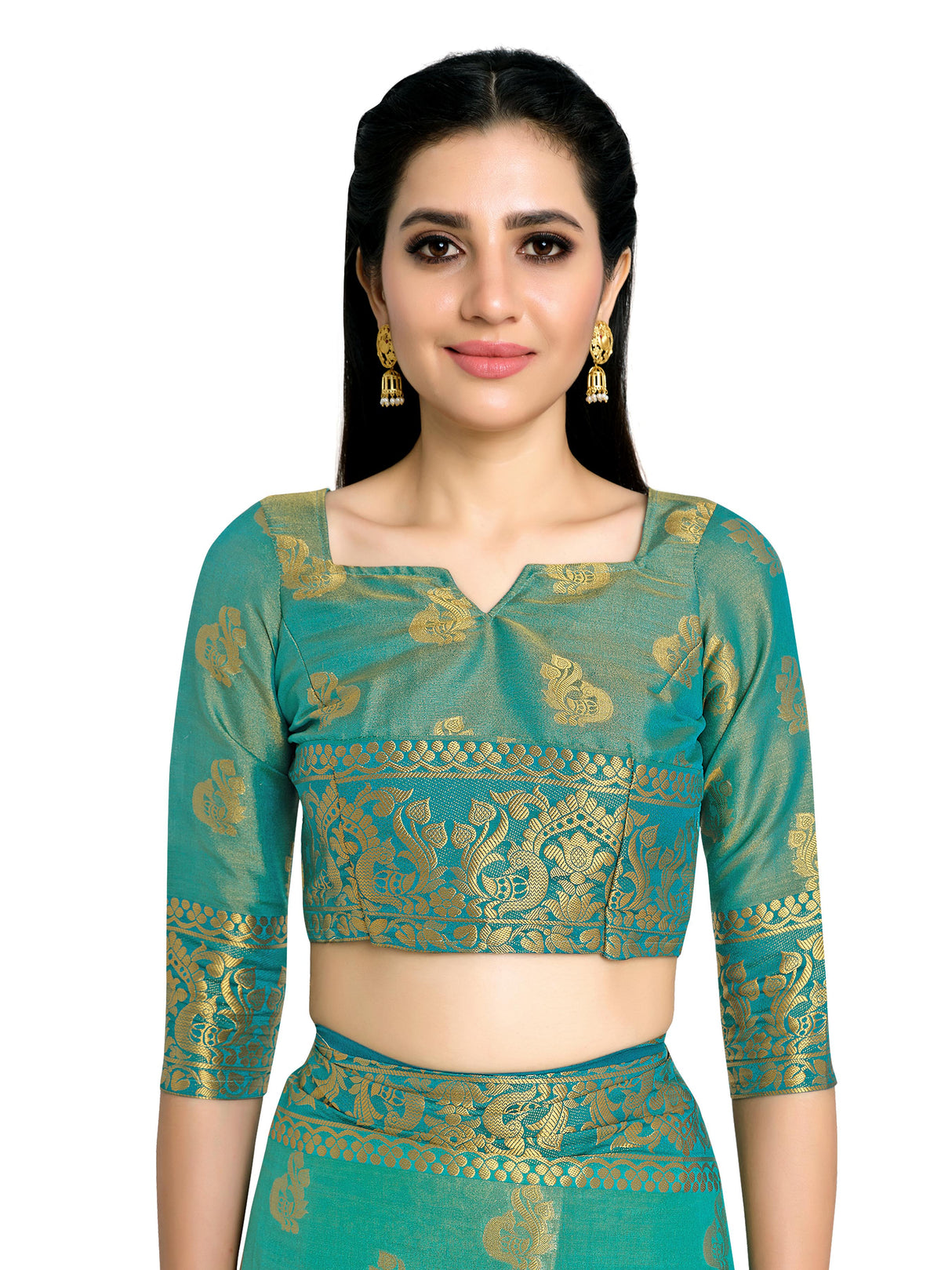 Mimosa Womens Art Silk Saree Kanjivaram Saffire Color