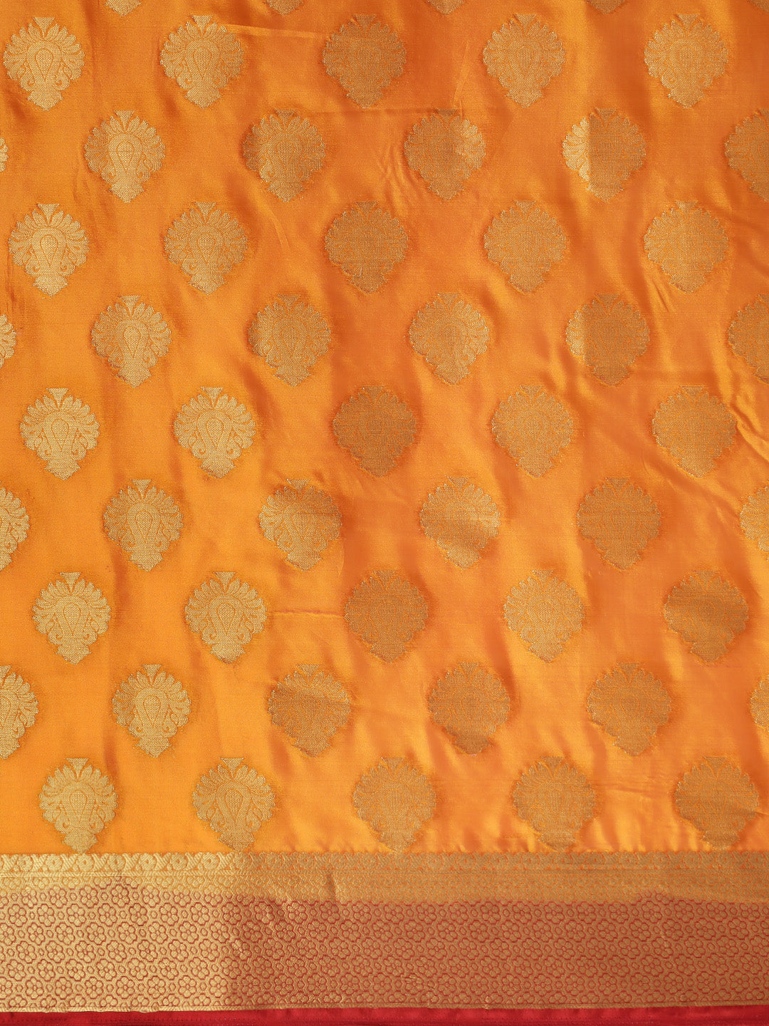 Mimosa Womens Crepe Saree Mysore Silk Gold Color