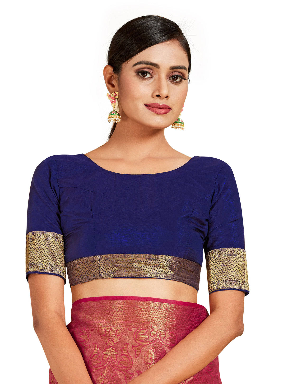 Mimosa Womens Art Silk Saree Kanjivaram Strawberry Color