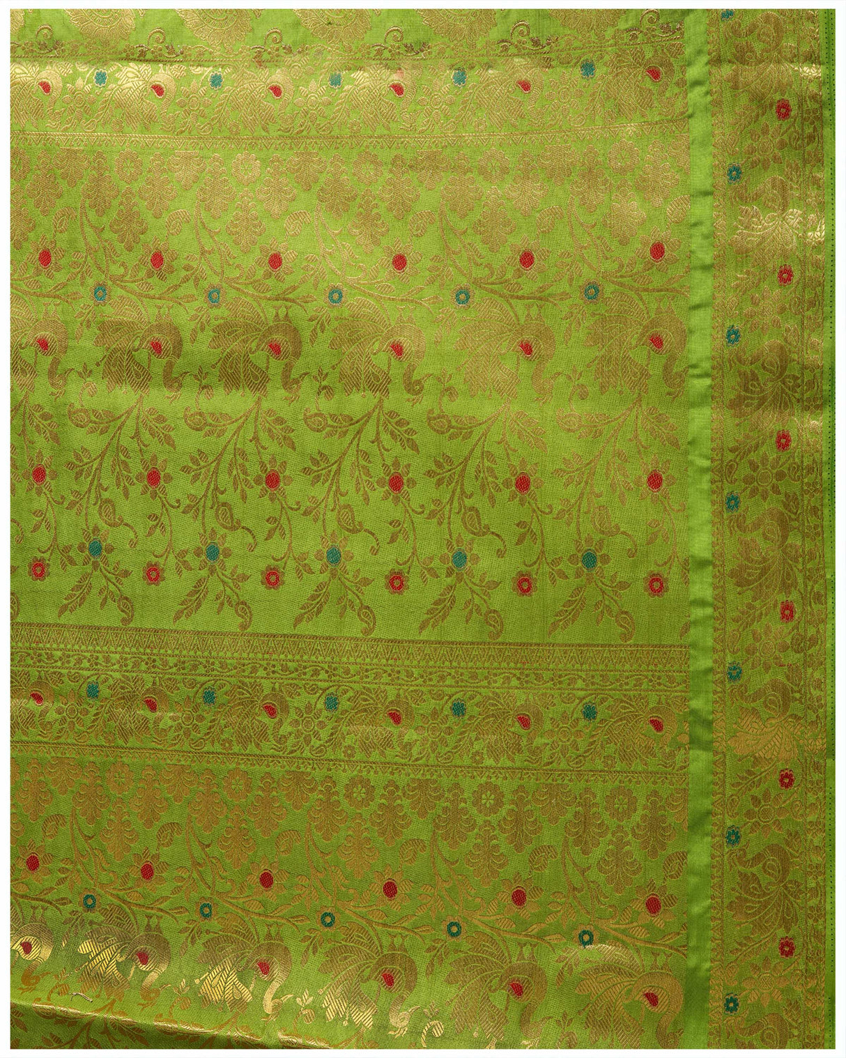 Mimosa Womens Art Silk Saree Kanjivaram Olive Color