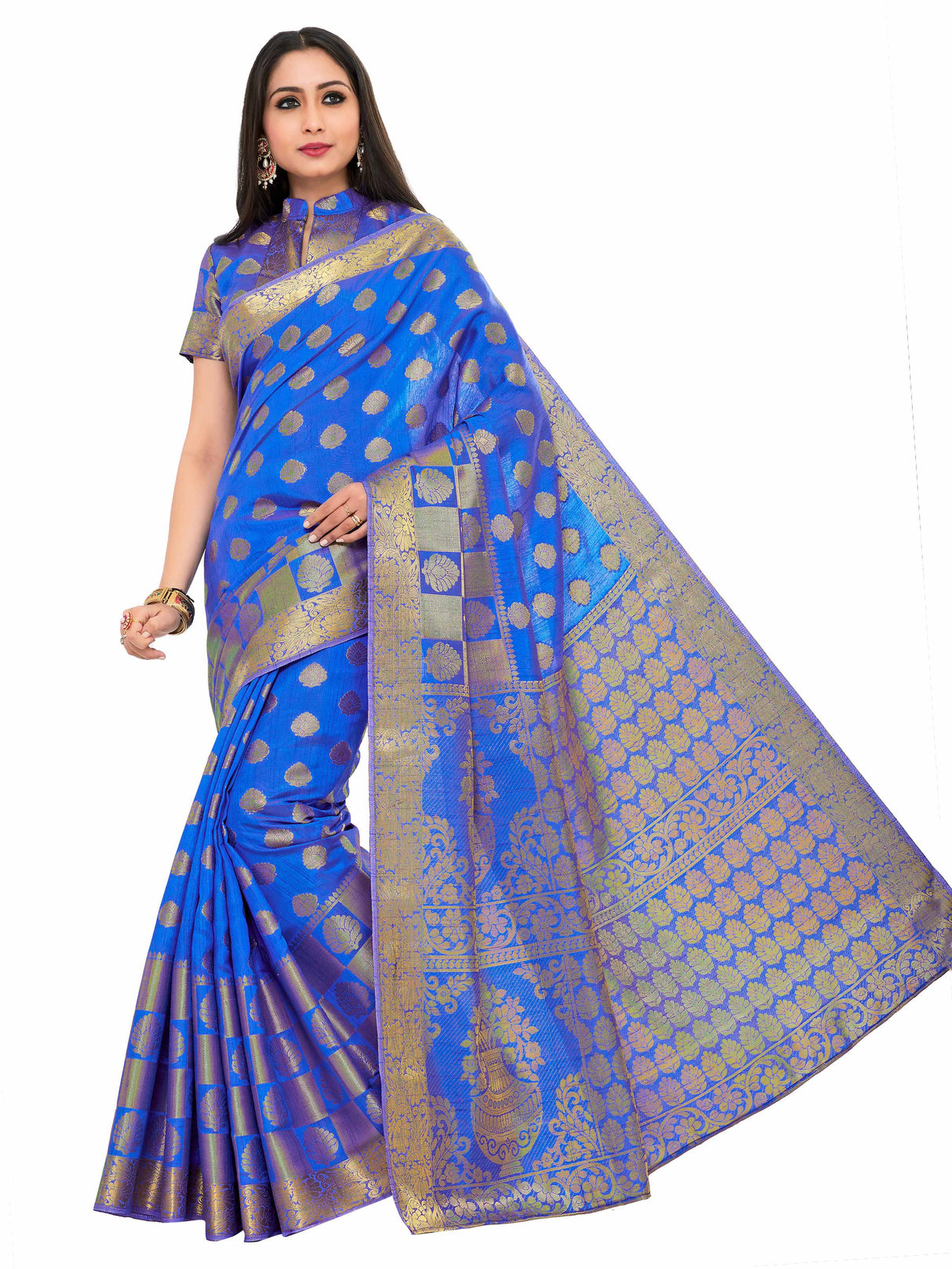 Mimosa Womens Art Silk Saree Kanjivaram Royal Blue Color