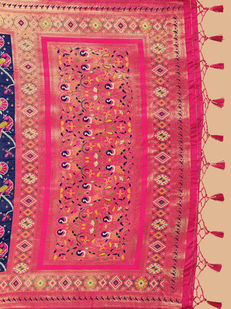 Mimosa Women's Woven Design Kanjivaram Style Art Silk Saree With Blouse Piece : SA00001416NVFREE