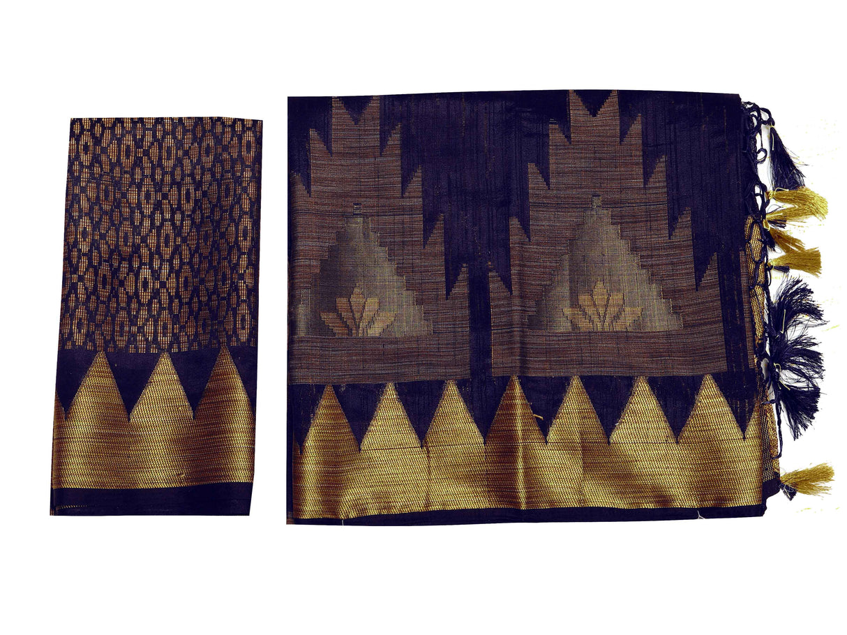 Mimosa Womens Art Silk Saree Kanjivaram Black Color