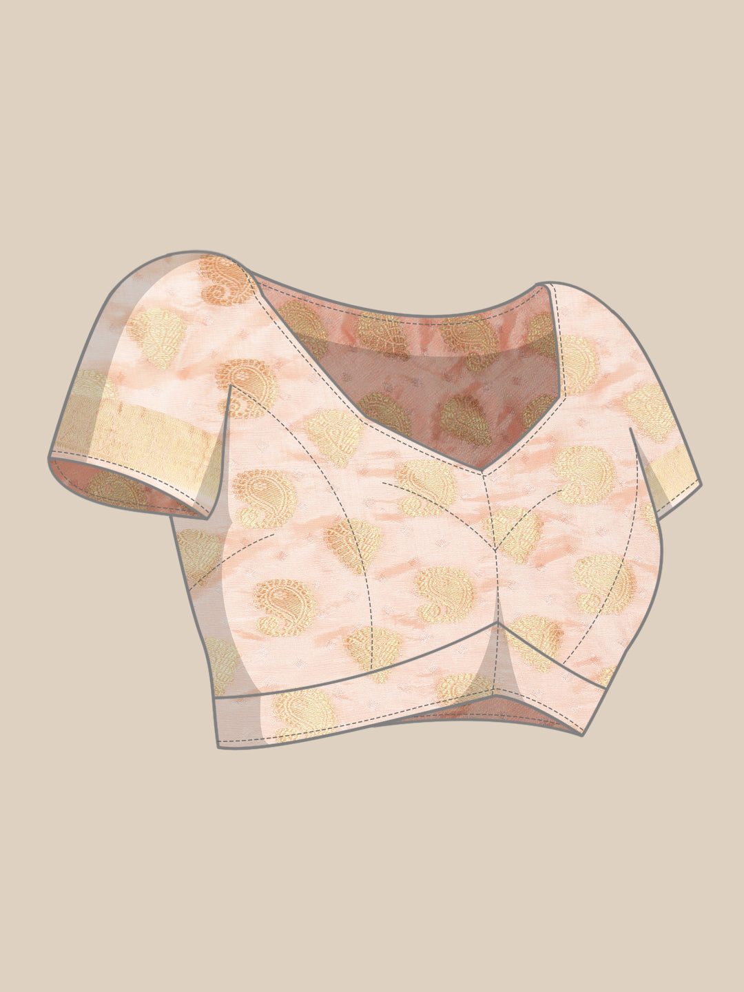 Mimosa Womens Art Silk Saree Kanjivaram Peach Color