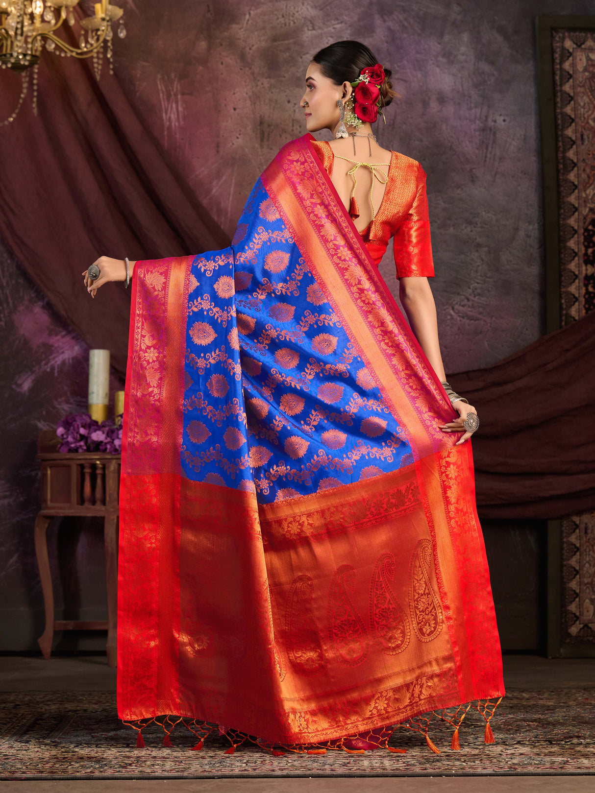 Mimosa Women's Woven Design Kanjivaram Art Silk Saree With Blouse Piece : SA0000913RB