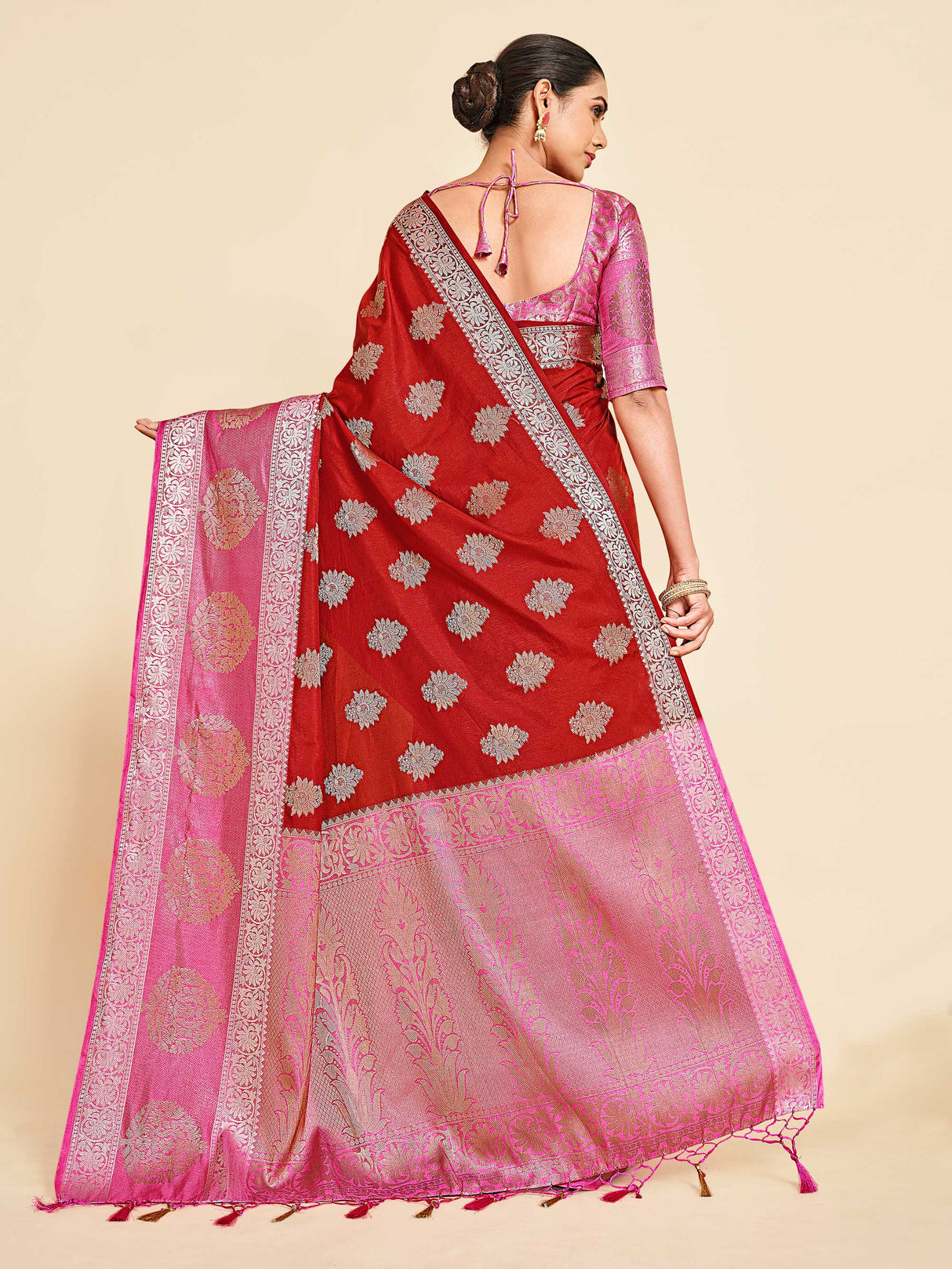 Mimosa Womens Art Silk Saree Kanjivaram Maroon Color