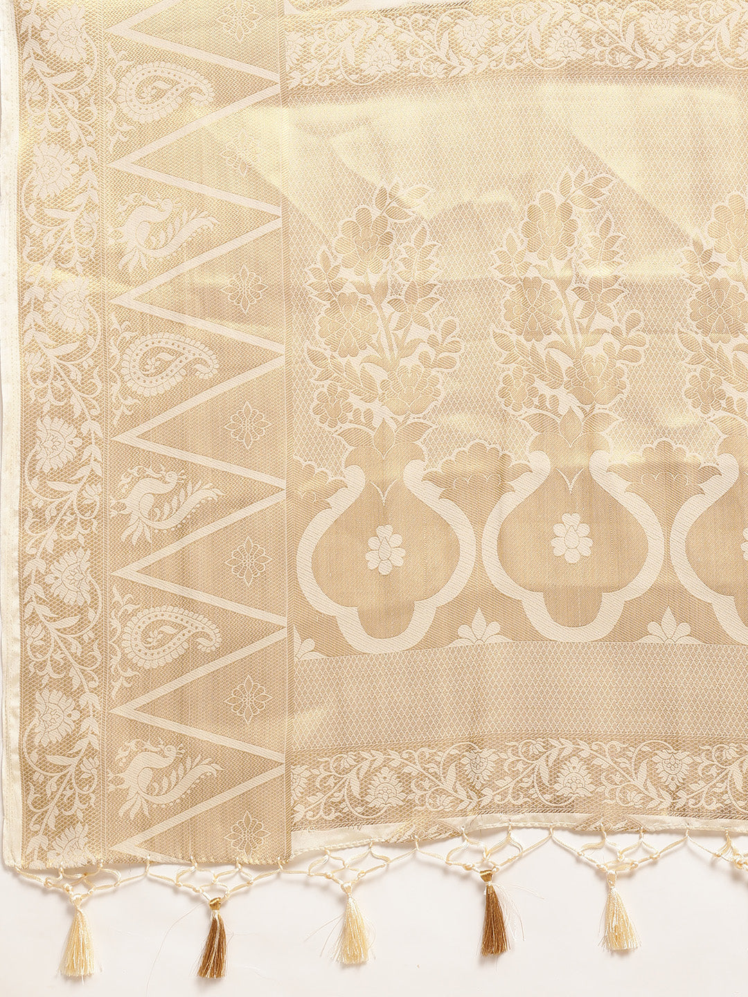 Mimosa Womens Crepe Saree Mysore Silk Halfwhite Color