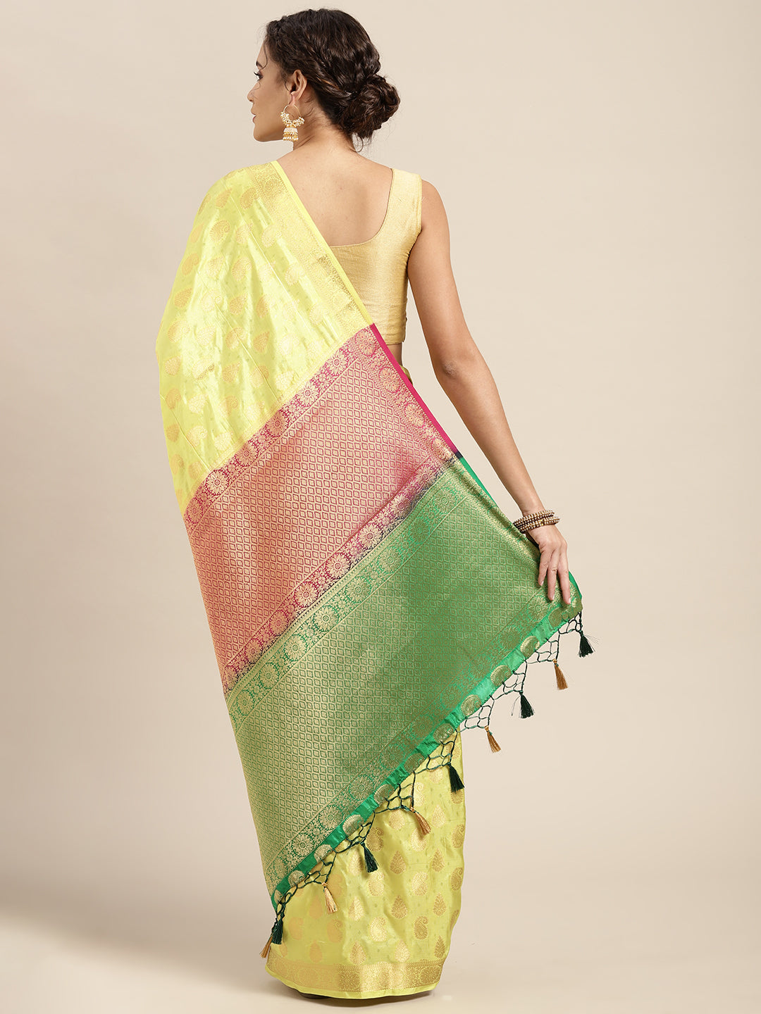 Mimosa Womens Art Silk Saree Kanjivaram Pista Color