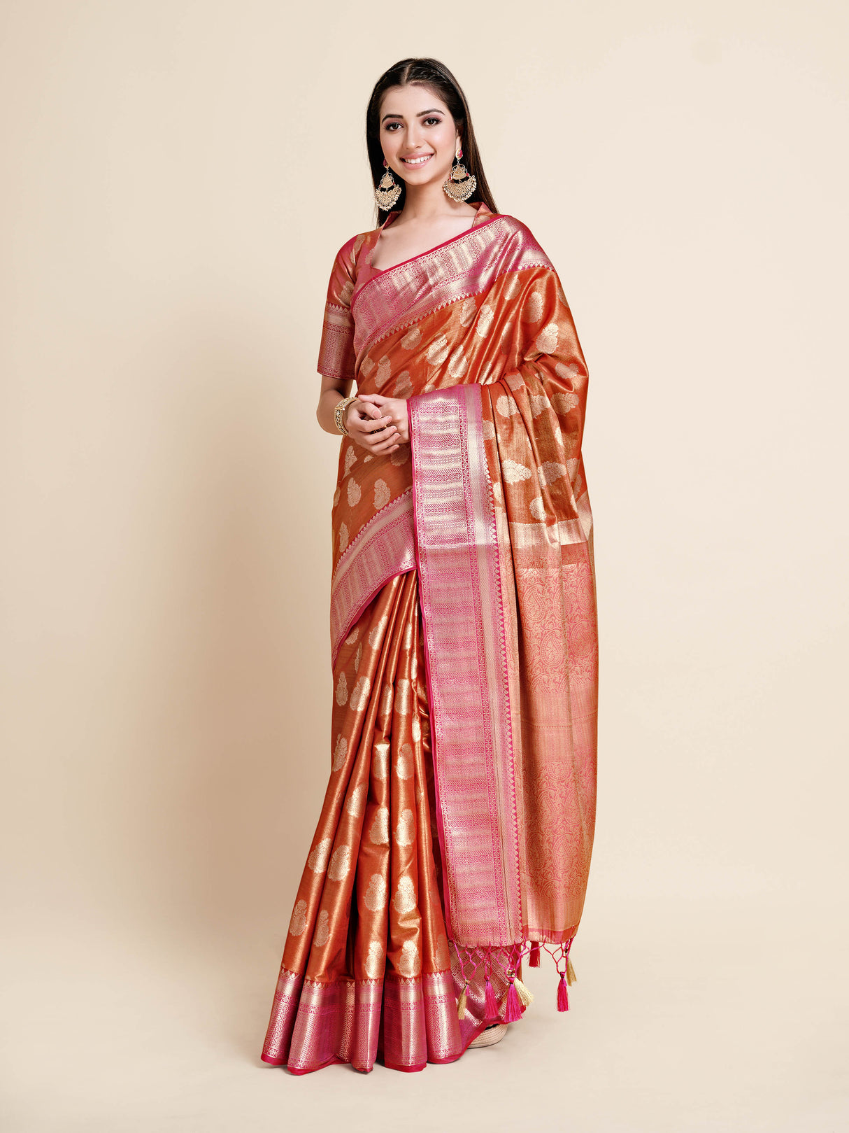 Mimosa Womens Art Silk Saree Kanjivaram Maroon Color