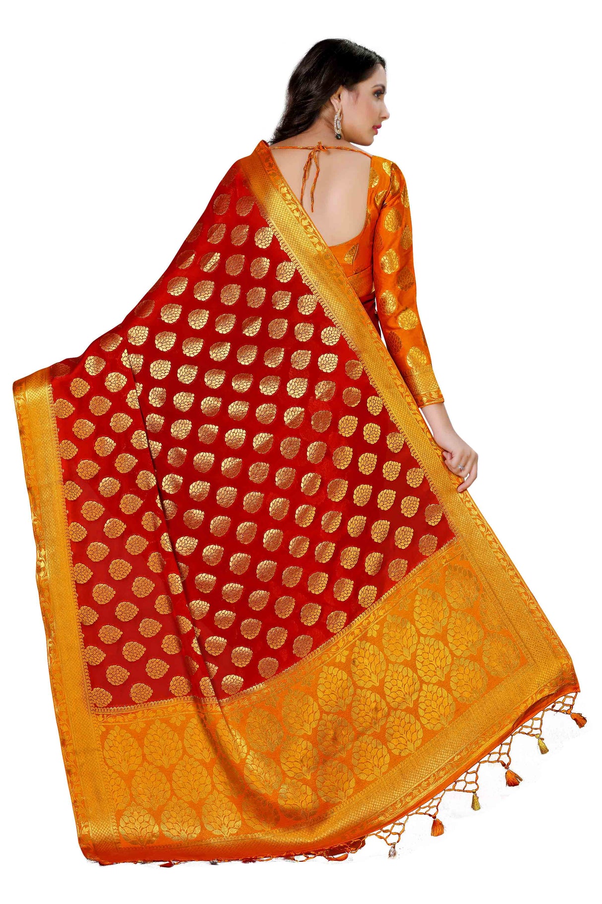 Mimosa Womens Crepe Saree Mysore Silk Maroon Color