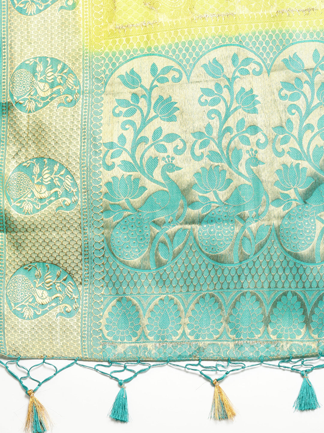 Mimosa Womens Art Silk Saree Kanjivaram Olive Color