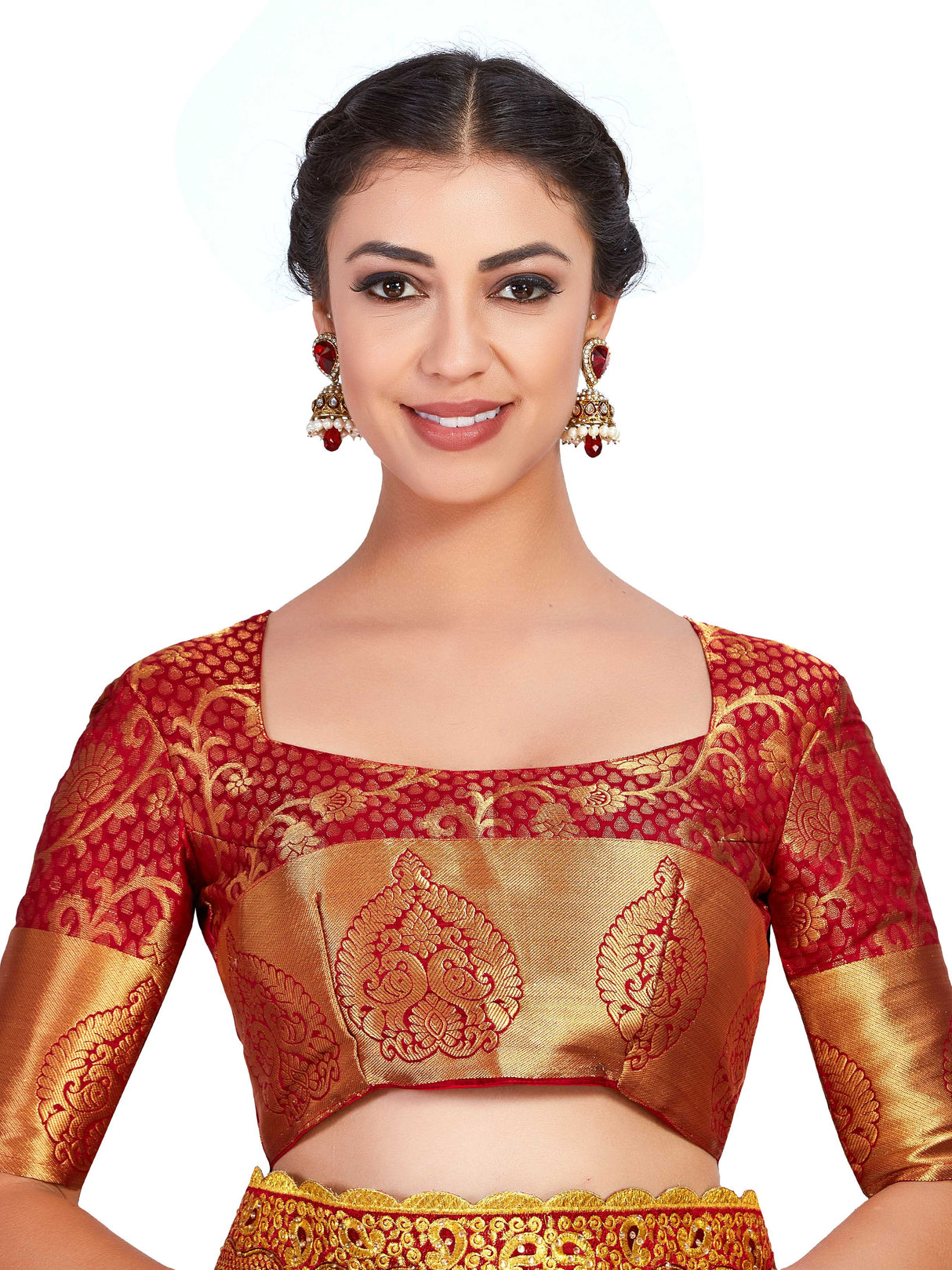 Mimosa Womens Art Silk Saree Kanjivaram Halfwhite Color