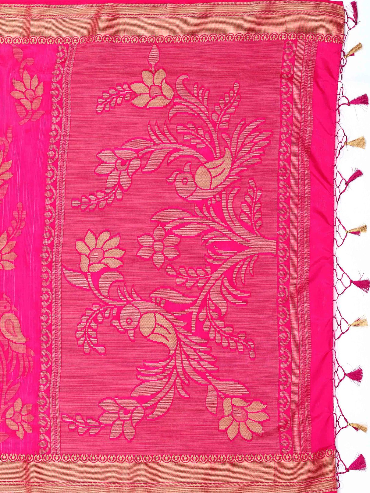 Mimosa Womens Art Silk Saree Kanjivaram Strawberry Color