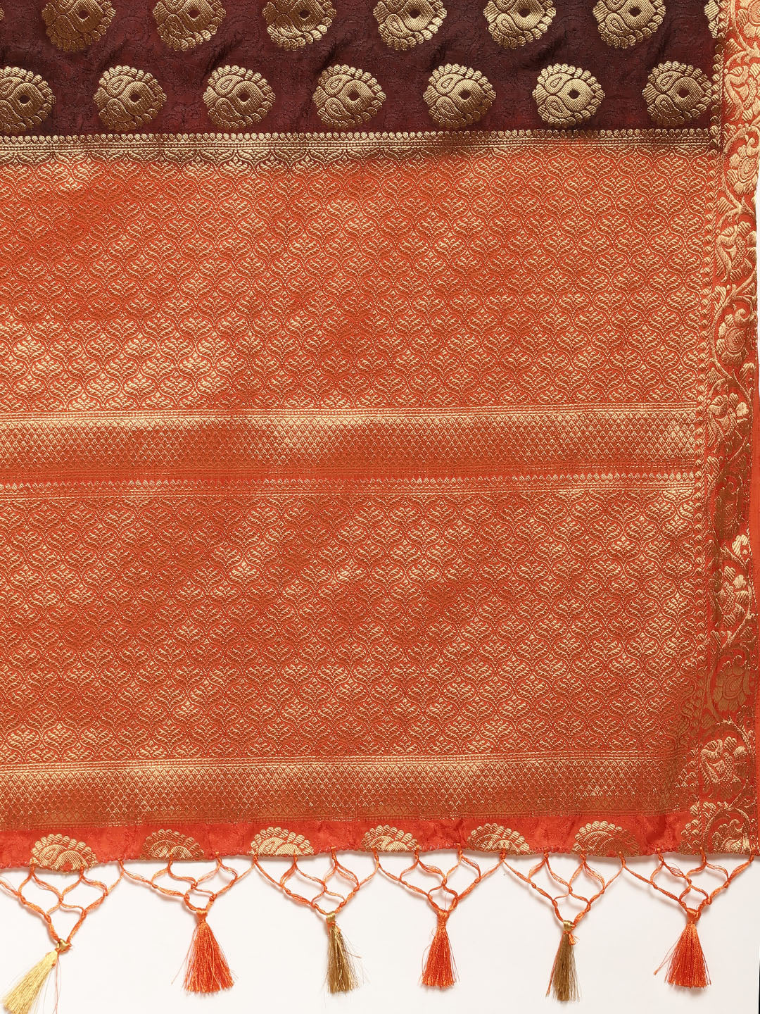 Mimosa Womens Art Silk Saree Kanjivaram Chocolate Color