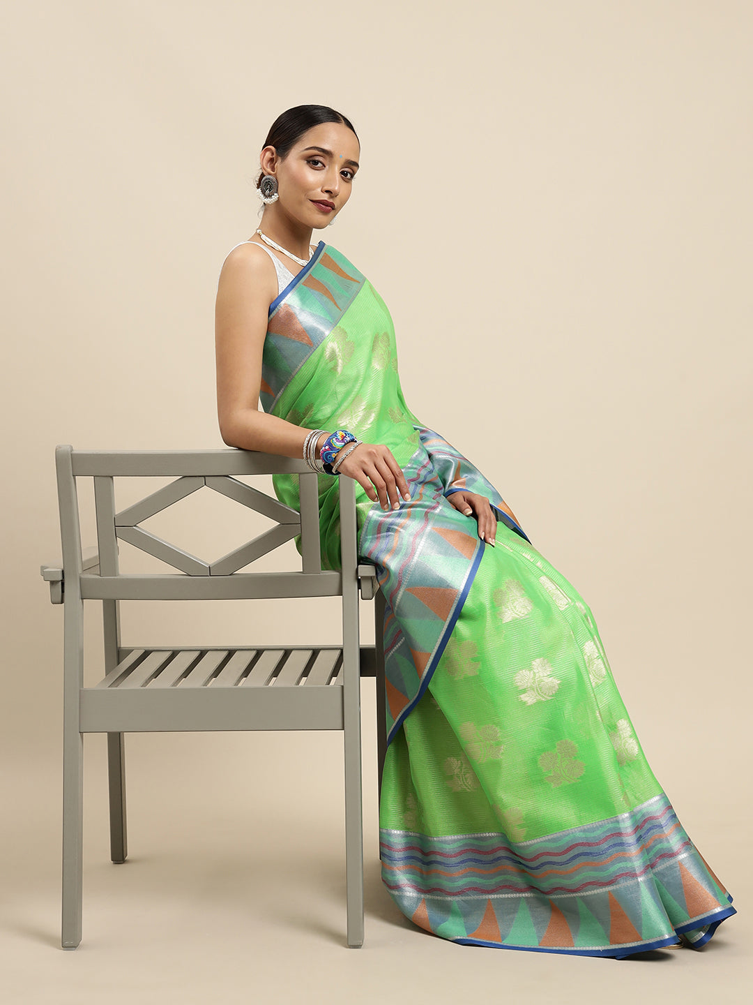 Mimosa Womens Art Silk Saree Kanjivaram Parootgreen Color