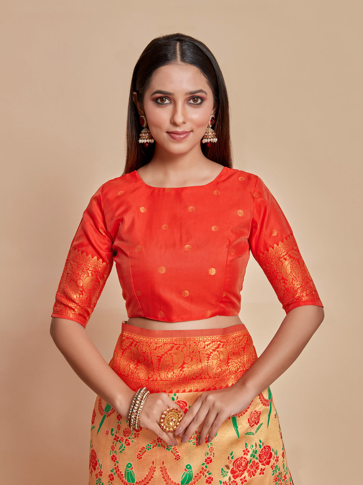 Mimosa Women's Woven Design Kanjivaram Style Art Silk Saree With Blouse Piece : SA00001257PCFREE