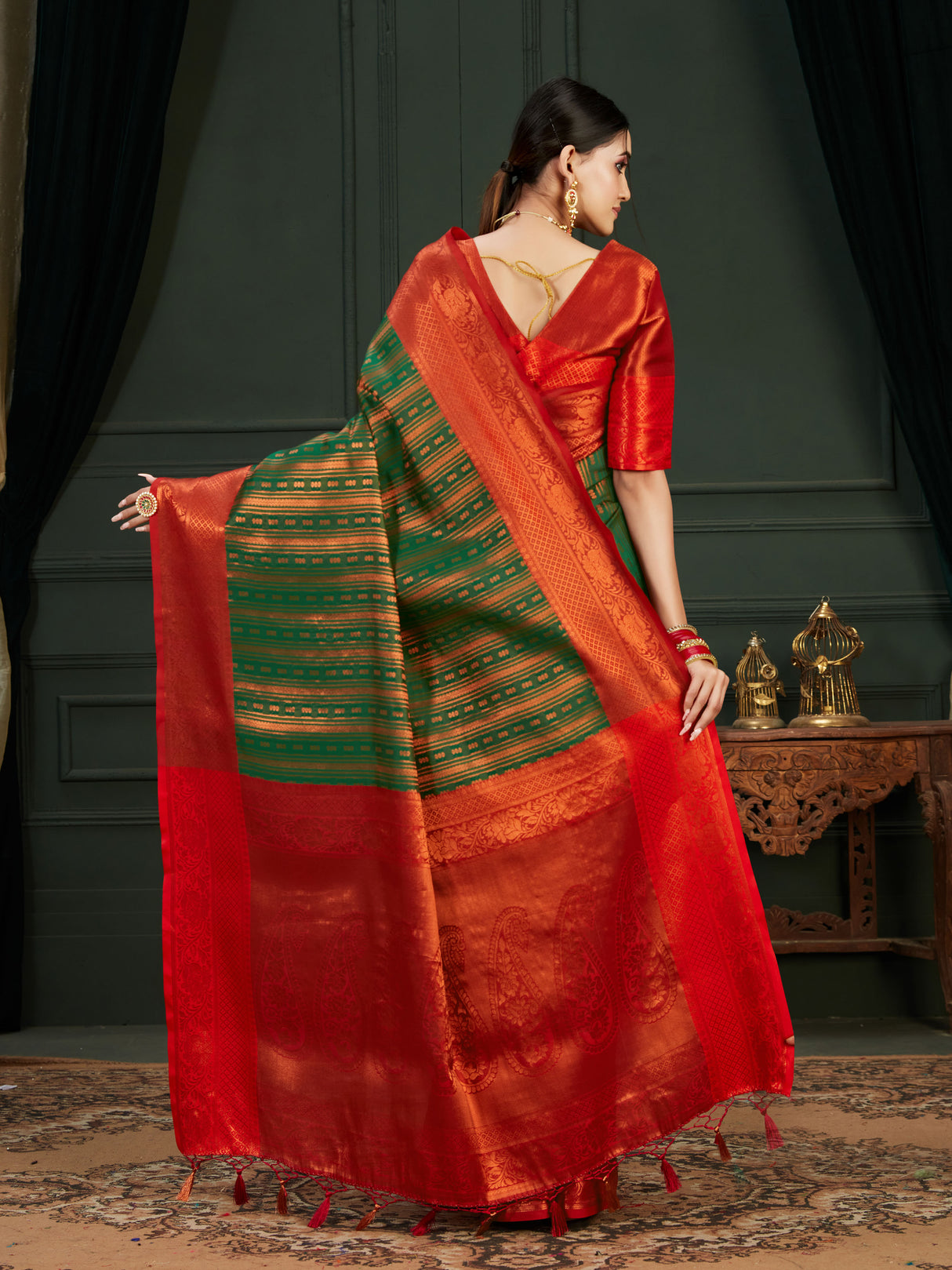 Mimosa Women's Woven Design Kanjivaram Art Silk Saree With Blouse Piece : SA0000914BG