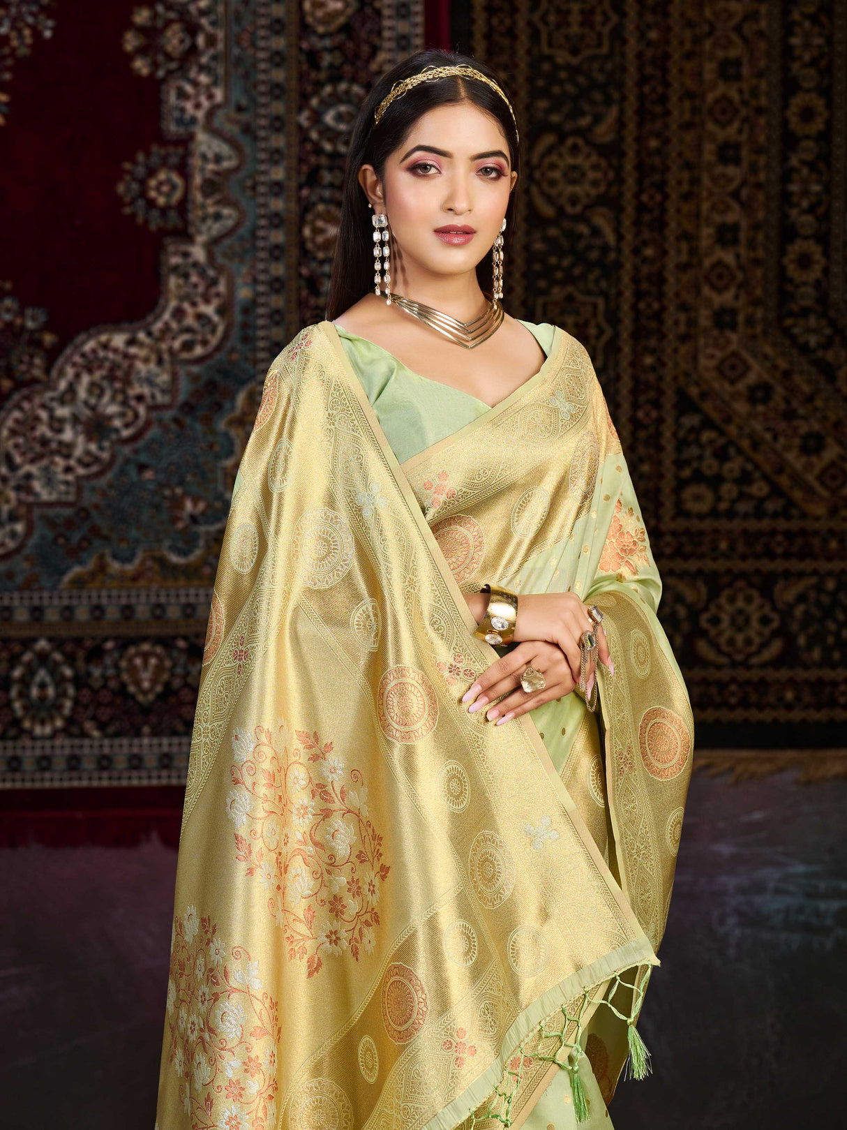 Mimosa Women's Woven Design Kanjivaram Art Silk Saree With Blouse Piece : SA0000904PS