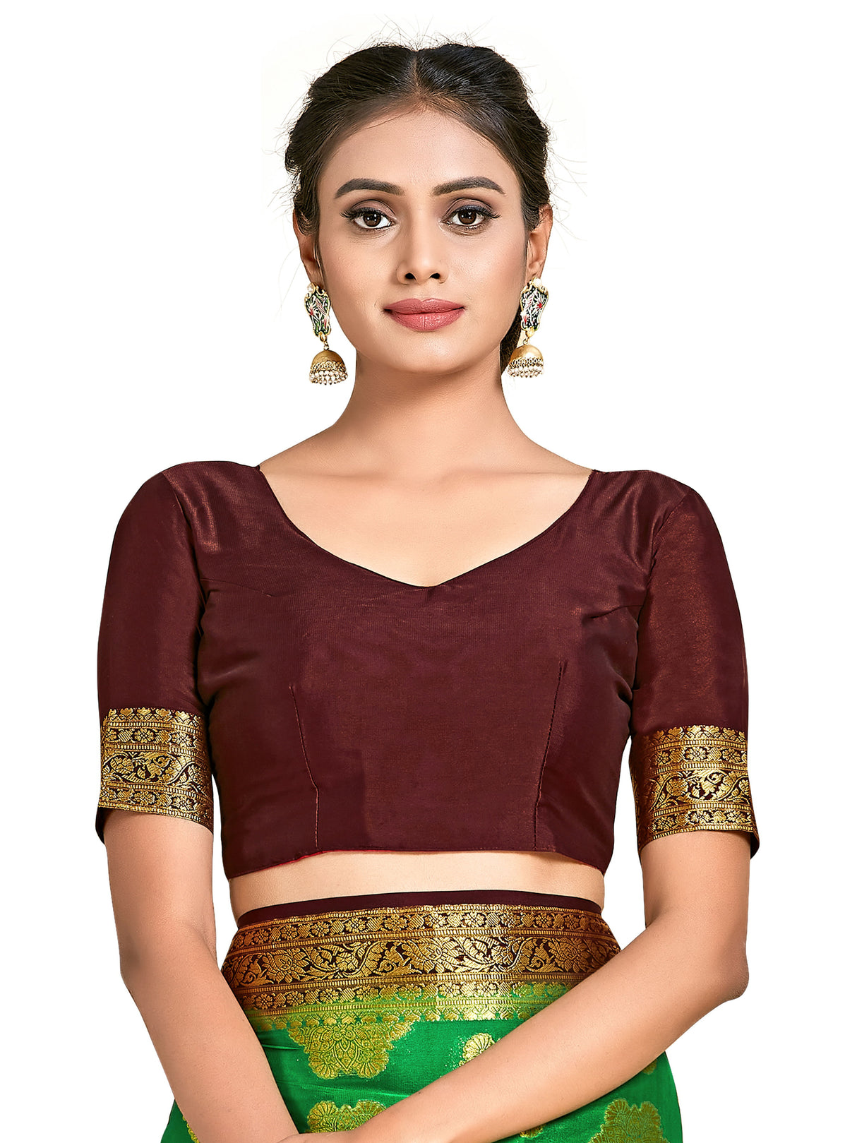 Mimosa Womens Crepe Saree Mysore Silk Green Color