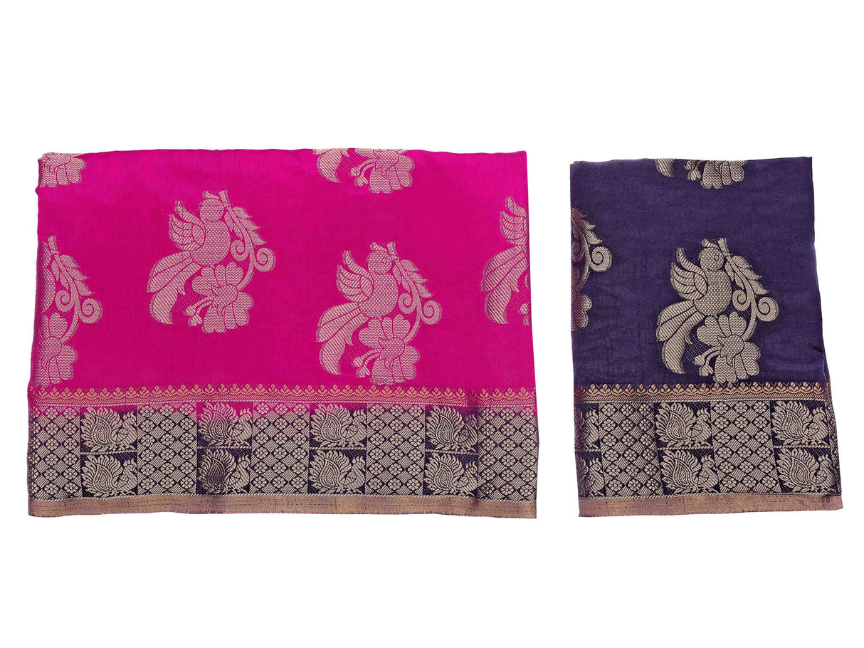 Mimosa Womens Art Silk Saree Kanjivaram Rani Color