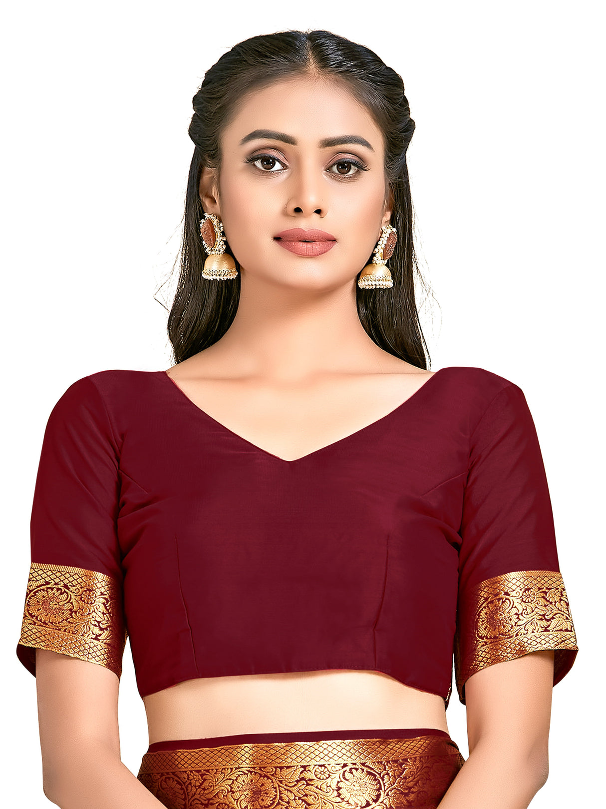 Mimosa Womens Crepe Saree Mysore Silk Orange Color