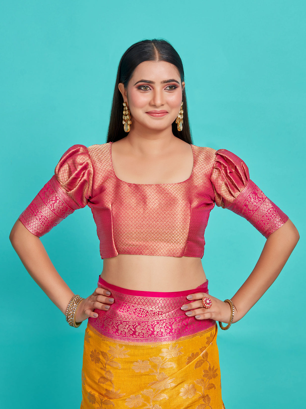 Mimosa Women's Woven Design Kanjivaram Style Art Silk Saree With Blouse Piece : SA0000374MSFREE