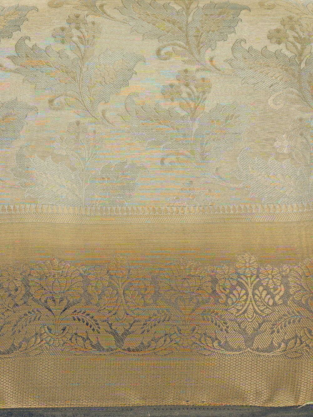 Mimosa Womens Art Silk Saree Kanjivaram Grey Color