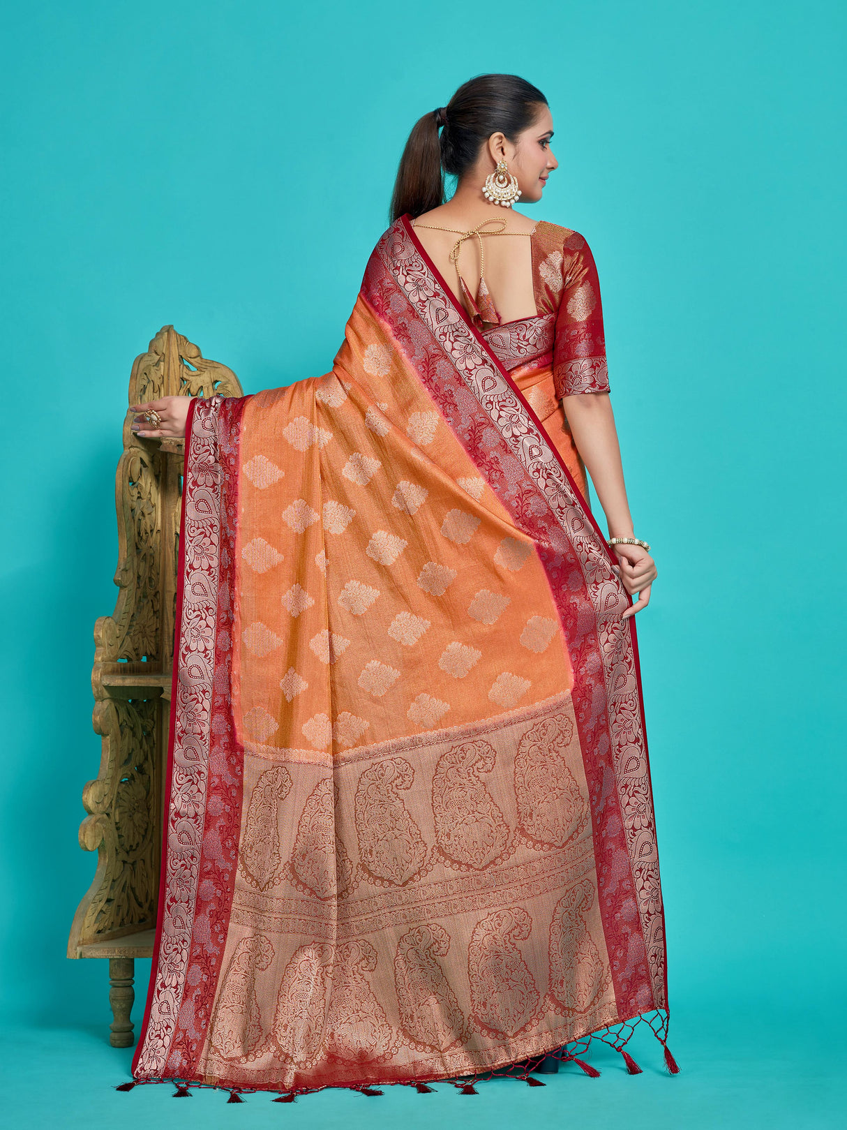 Mimosa Women's Woven Design Kanjivaram Style Art Silk Saree With Blouse Piece : SA0000393PCFREE