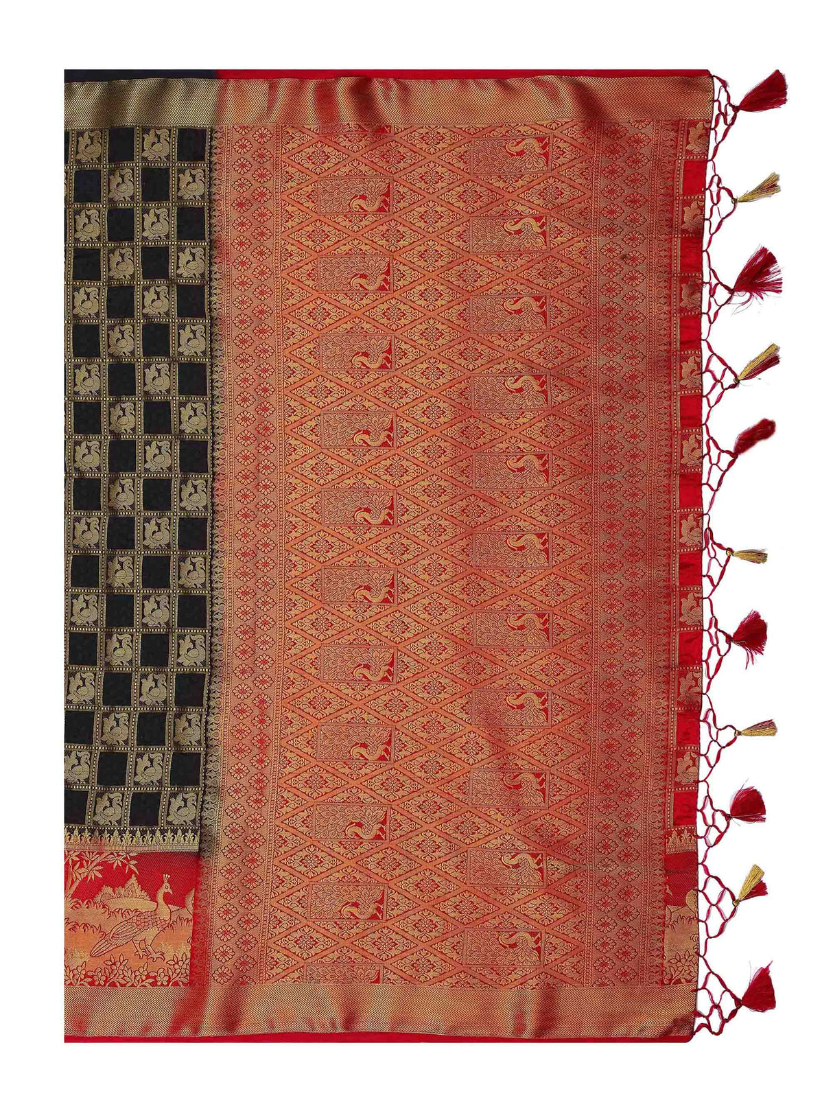 Mimosa Womens Art Silk Saree Kanjivaram Black Color